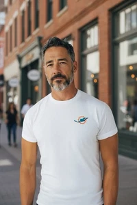 Miami Dolphins Vintage Next Level White T-shirt Embroidered Logo Size Medium - Picture 1 of 7