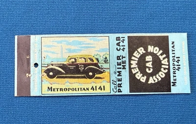 Premier Cab Association Taxi Advertising VTG Matchbook Cover Lt#2055 - Image 1 of 2