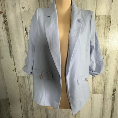 River Island Blazer US 4 | Light Blue | 80s Style | Petite Fit | NWT | MSRP $110 - Image 1 of 4