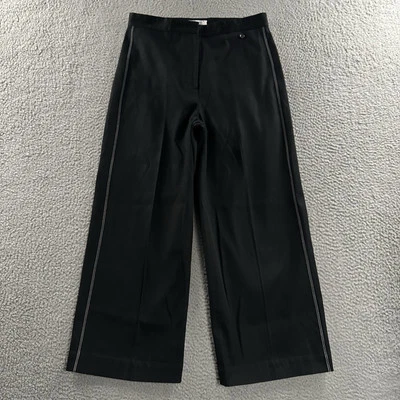 & Other Stories Pantalones Mujer Negros Talla 8 Carrera Pierna Ancha Rayas Mezcla Algodón Foto 1 de 4