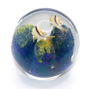 Vintage Glas Briefbeschwerer, Aquarium, Ozean, tropische Fische, Sealife - Bild 1 von 2