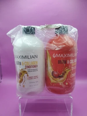 Maximilian Biotin & Collagen Shampoo & Conditioner With Tops 16.9oz Each New - Image 1 of 4