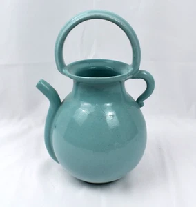 RARE CRUCHE GARGOULETTE D AUBAGNE EN TERRE CUITE VERNISSEE BLEUE TURQUOISE 1920 - Picture 1 of 6