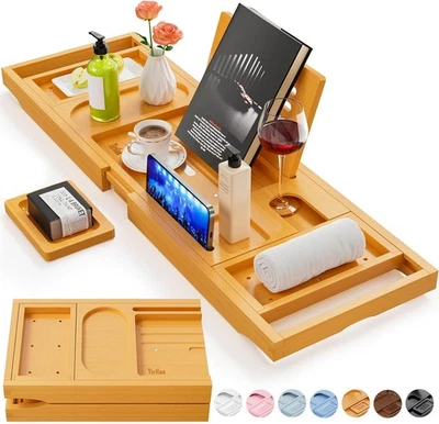 Premium Bathtub Tray Caddy, Expandable Bath Tray, Unique House Warming Gifts - Image 1 of 4