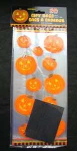 Halloween Cello Pumpkin Bags Loot Treat Cookie Trick Treat Cellophane Party Bags - Picture 1 of 1