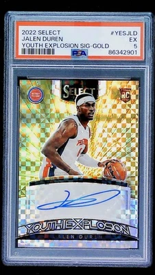 2022-23 Panini Select Gold Autograph Jalen Duren RC Rookie AUTO 6/10 PSA 5 (EX) - Image 1 of 3