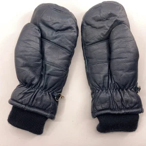 Fiero Women Small Blue Leather Retro Ski Mittens Pattern Stitching - Picture 1 of 6