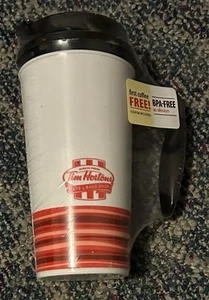 New! Tim Hortons Plastic Travel Mug Stripes 7.75" Tall 2015 - Picture 1 of 5