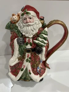 Fitz & Floyd Kris Kringle Santa Claus Christmas Teapot LRG Pitcher 43oz VTG 1993 - Picture 1 of 13