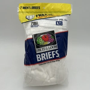 New VINTAGE 1999 FRUIT OF THE LOOM MEN'S 7 WHITE BRIEFS  SIZE L 38-40 - Picture 1 of 7