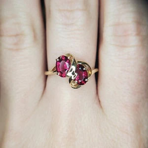 14 Karat Gelbgold Ring 2 kt Rhodalith Granat Größe: 7,75 - Bild 1 von 6