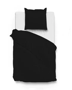 Zo! Home Mako-Satin Bettwäsche 155x220 cm Satinado uni Night Black schwarz - Bild 1 von 6