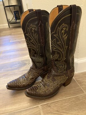 Lucchese Mujer Marrón Pitón Botas Talla 7 Foto 1 de 4