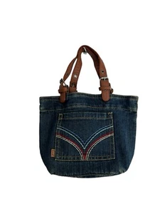 Vintage Y2K 00s FCUK Small Handbag Denim Bag Cute Designer Tote Embroidered - Picture 1 of 6