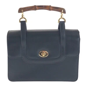 GUCCI Bamboo 000 113 0231 Handbag Black Gold Hardware leather - Picture 1 of 9