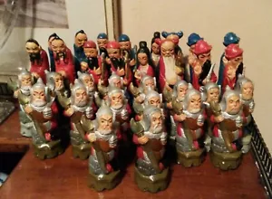 Vintage Chinese Oriental Hand Painted 32 Piece Ceramic Chess Set Warriors - Picture 1 of 12