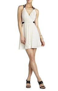 NEW BCBGMAXAZRIA GARDENIA COMBO SAIGE T-STRAP WRAP DRESS NYC60B73/AM532 SIZE 4 - Picture 1 of 3