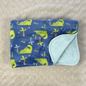 Parent's Choice Dinosaurs Baby Blanket Blue Green Orange Palm Trees Footprints - Picture 1 of 6