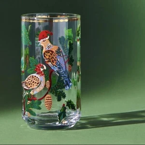 Anthropologie Nathalie Lete Twelve Days Weihnachten Saftglas Turteltauben NEU - Bild 1 von 4