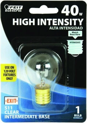 🛠️FEIT Electric 40 w 120 v S11 Long Life Hi-Intensity Clear Light Bulb BP40S11N - Image 1 of 3