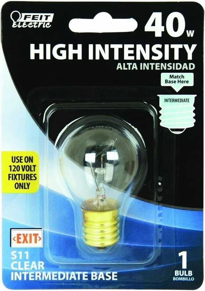 🛠️FEIT Electric 40 w 120 v S11 Long Life Hi-Intensity Clear Light Bulb BP40S11N - Image 1 of 3