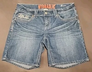 Hydraulic Shorts Womans Juniors 9/10 beaded/Embroidered Medium Wash Denim  - Picture 1 of 13