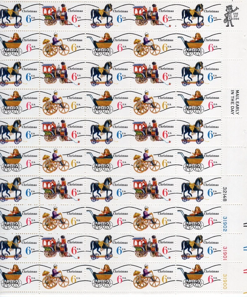 1969 6 cent Christmas Toys Precancel Full Sheet of 50 Scott #1415A-1418A, NH - Image 1 of 1