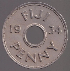 Fiji 1934 One Penny 1d George V - almost Uncirculated - Bild 1 von 3