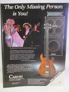 Missing Persons Carvin Bass Dale Bozzio & Patrick O'Hearn 1985 Vintage Print Ad - Bild 1 von 1