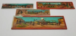 4 Vintage Glass Magic Lantern Slides, Trains / Railroad Different Sizes S M L - Picture 1 of 13