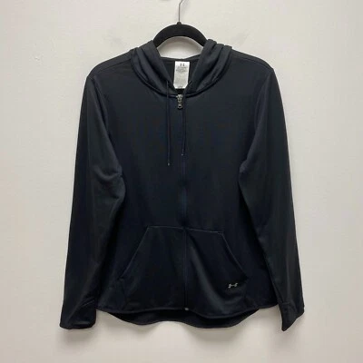 Under Armour Womens Black Cold Gear Full Zip Thumbholes Loose Hooded Jacket L - Image 1 of 4