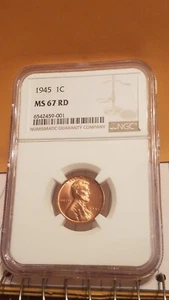 Centesimo di grano Lincoln 1945 (classificato da-NGC) (MS-67-RD) - Foto 1 di 4