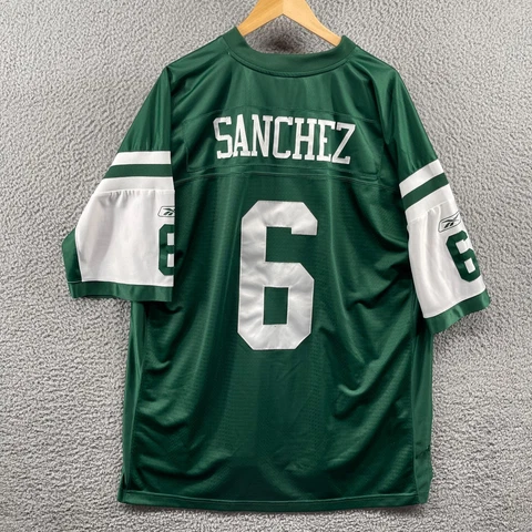 Reebok New York Jets #6 Mark Sanchez Green On Field Jersey Men's Size 2XL +2Leng Cover