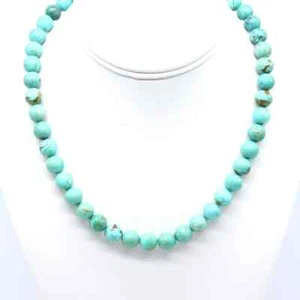 Men's Huge 10mm Seafoam Green Arizona Turquoise Necklace | Round Beaded Gemstone - Picture 1 of 5