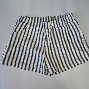 Girls Sparkle Shorts Youth Kids Size M 7/8 Striped Gold Glitter White Blue - Picture 1 of 4