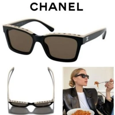 Authentic CHANEL CH5417 Square Sunglasses, Black/Beige, NEW - Image 1 of 4