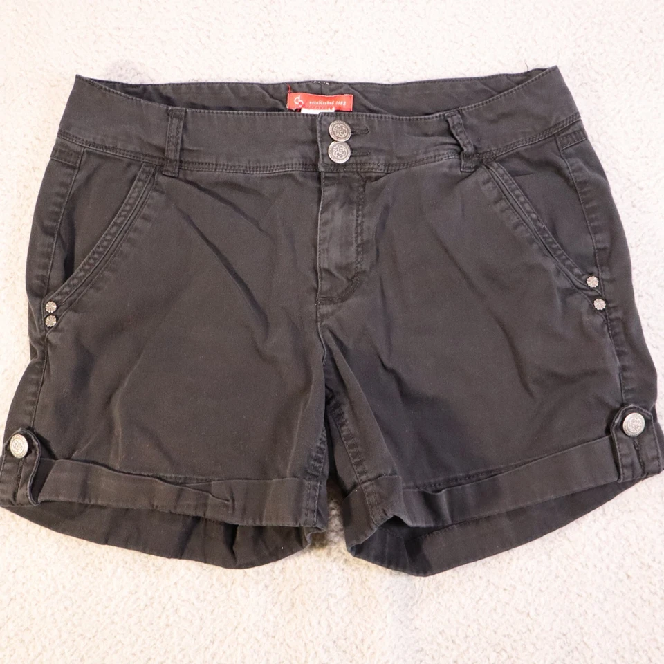 Shorts Dressbarn preto tamanho 8 botões ornamentados algodão - Imagem 1 de 4