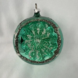 Palline palline di vetro mercurio con rientranza natalizia vintage blu acqua ornamento argento - Foto 1 di 6