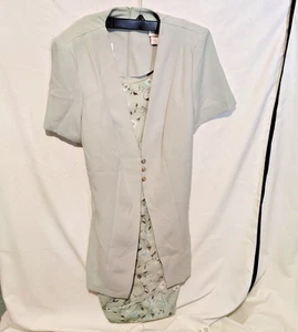 Kathie Lee mintgrünes geblümtes Kleid und Jacke, schick und arbeitsfrei, Gr. 16W - Bild 1 von 7