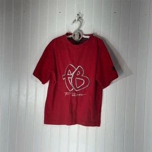 Vintage Boys FUBU Red FB Logo T-Shirt Size L Y2K Hip Hop Streetwear UAE 2000s - Picture 1 of 7