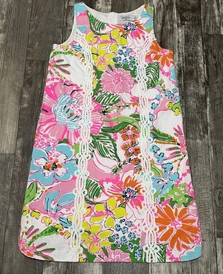 Vestido Lilly Pulitzer Nosey Posey Floral Sin Mangas Cambio Niñas Talla XL 14/16 Foto 1 de 4