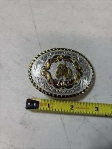VINTAGE MONTANA SILVERSMITHS Small 3” Horse Stallion Head Belt Buckle NICE - Picture 1 of 7