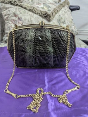 Vintage Genuine Green Python Skin Evening Bag - Image 1 of 4