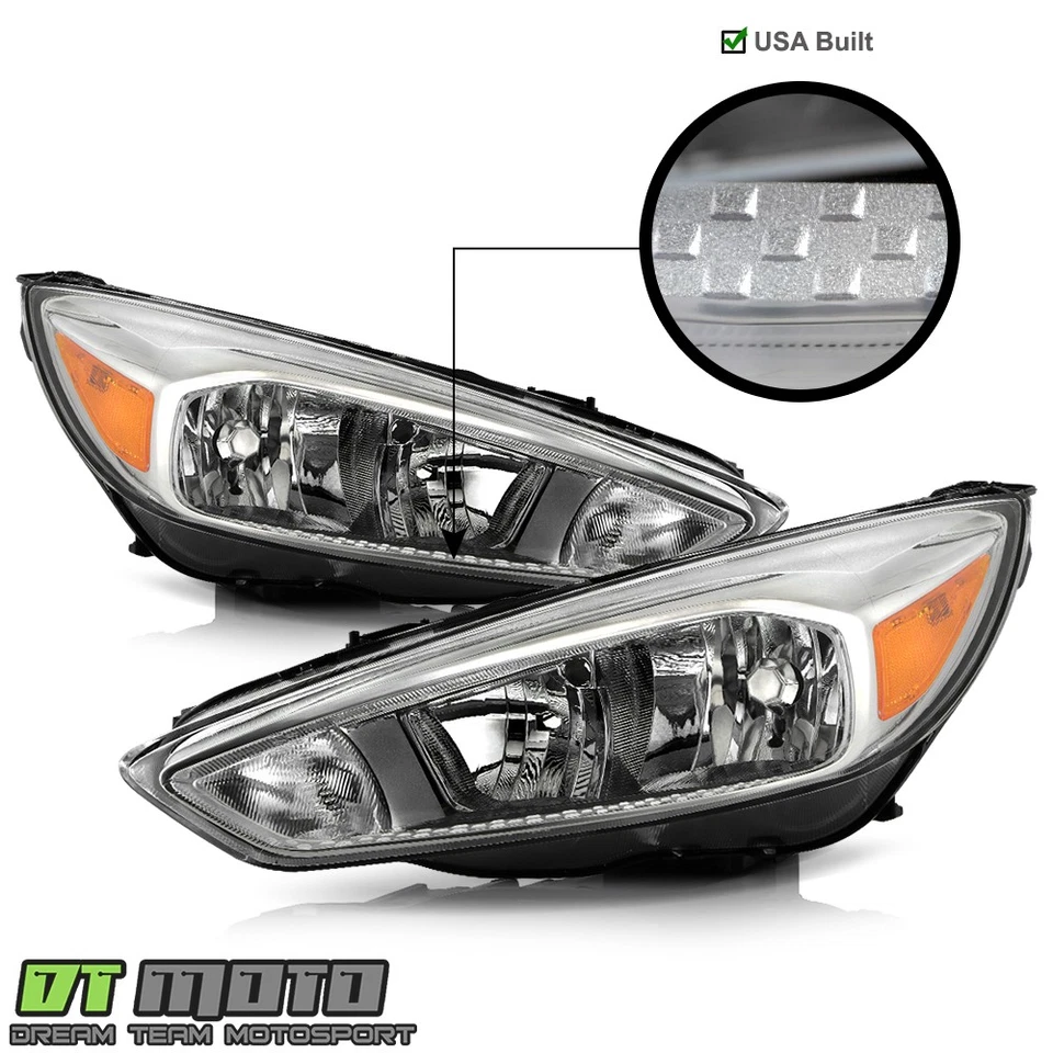 Juego de faros de cristal halógeno para Ford Focus 2015 2016 2017 2018 tipo EE. UU. Foto 1 de 4