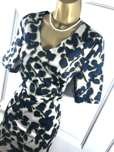 Sandwich Blue Cotton Patterned Lined Dress,42 UK 14, Great Condition - Picture 1 of 3