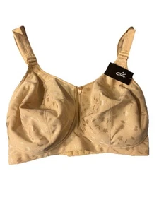 NWT Elila 1305 Jacquard Wireless Softcup Bra with Cushion Straps 36 J Nude - Picture 1 of 2