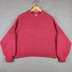 The Knotty Ones One Size Red Heavy Knit 100% Cotton Delcia Sweater Jumper - Picture 1 of 7