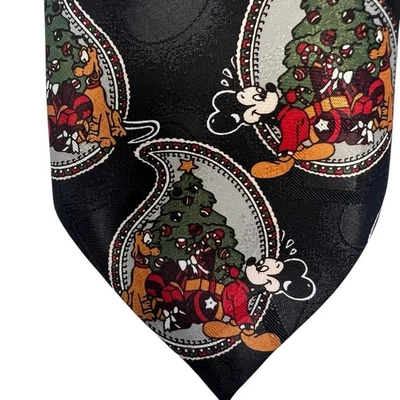 De Colección Disney Mickey Unlimited Vacaciones Corbata Cuello Negra Mickey Pluto Árbol de Navidad Foto 1 de 4