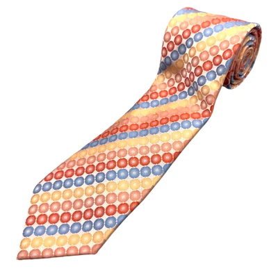 Vestido Geoffrey Beene Vintage Gravata Ousada Multi Geométrico Padrão Círculo 59" 3" - Imagem 1 de 4