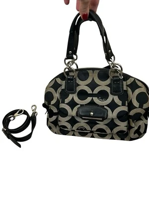 Auténtico Bolso de Hombro Cartera COACH Kristin OP Art EW 19329 Negro - RARO Foto 1 de 4